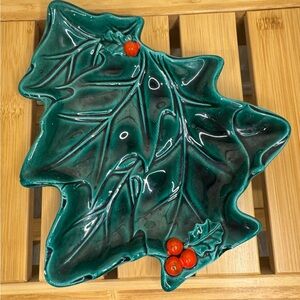 LeftonVTG 1950s Christmas Tree Green Shaped Holiday Dish